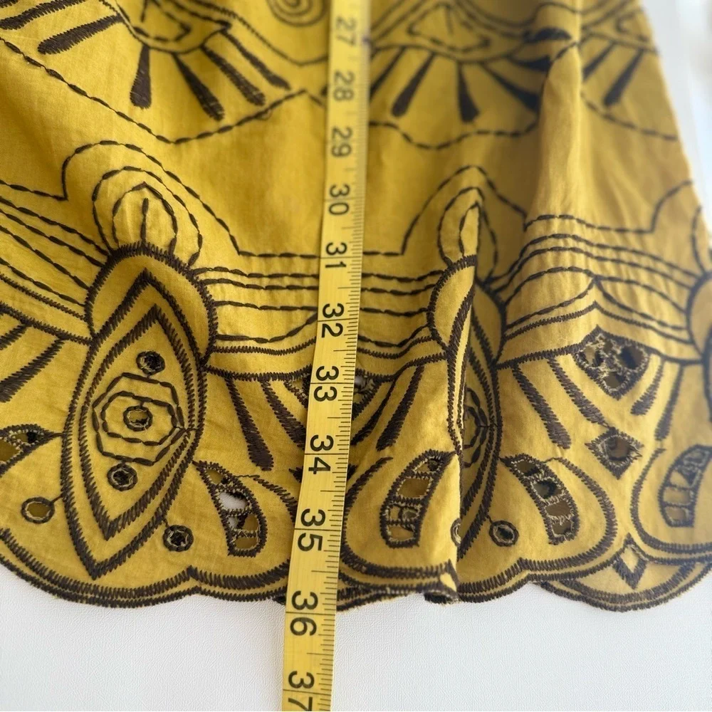 Michael Kors Mustard Yellow Embroidered Boho Tunic‎ Dress M